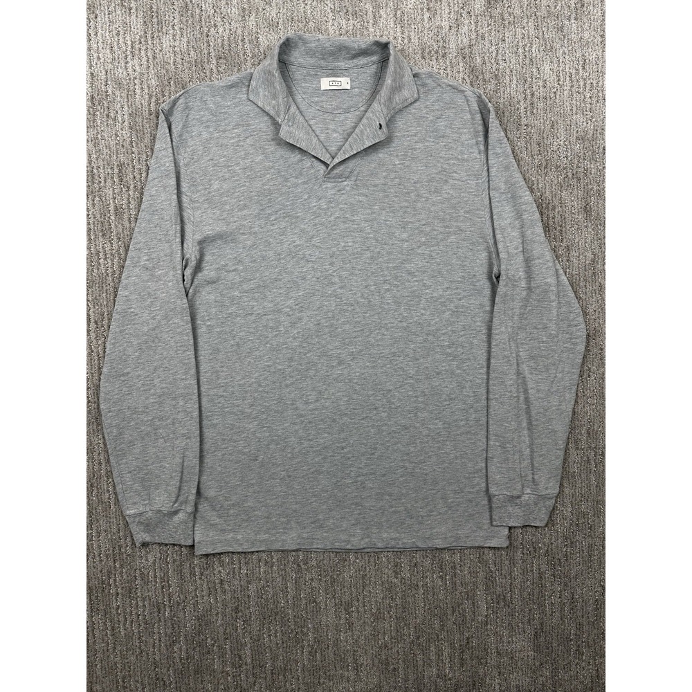 AYR The PHD Polo Shirt Medium Mens Heather Gray Peruvian Pique Long Sleeve